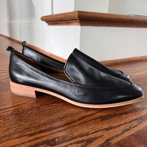 Susina Kellen-Lea Black Leather Pointed Toe Loafers Flats Womens 13M NEW